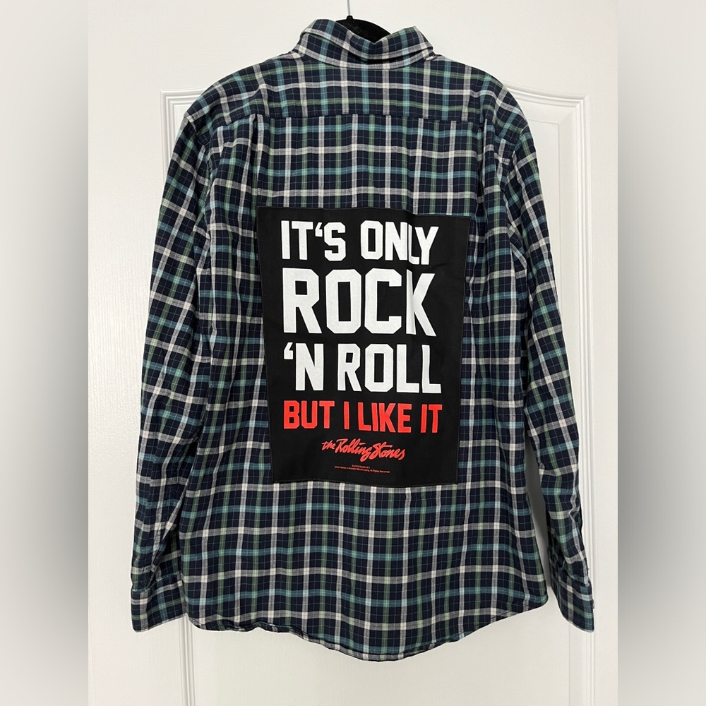 Eddie Bauer custom Rolling Stones flannel, size M, perfect condition never worn